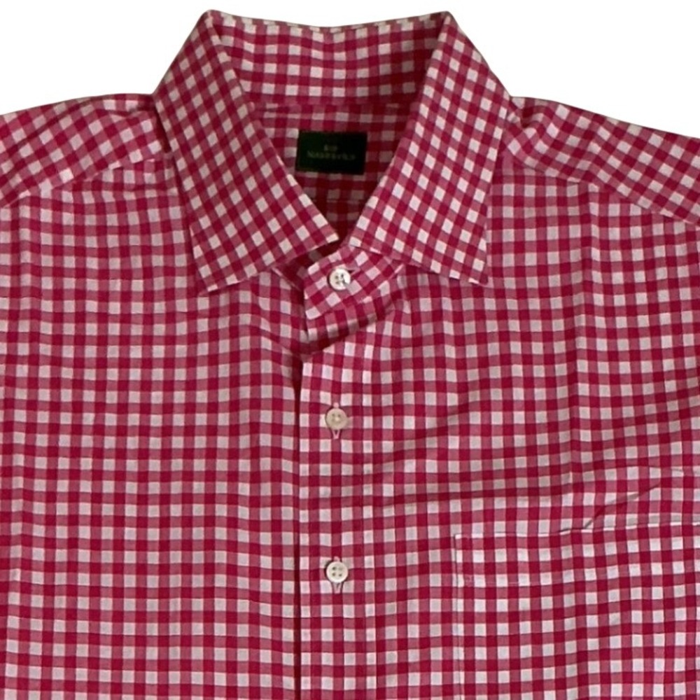 Sid Mashburn Button Down Shirt Mens 5XL Pink Gingham Plaid Long Sleeve Pocket